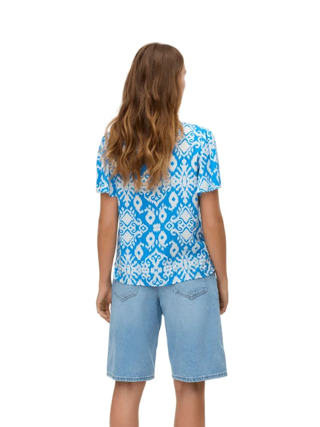 Easy Joy V Neck Ss Blouse Wvn Ga