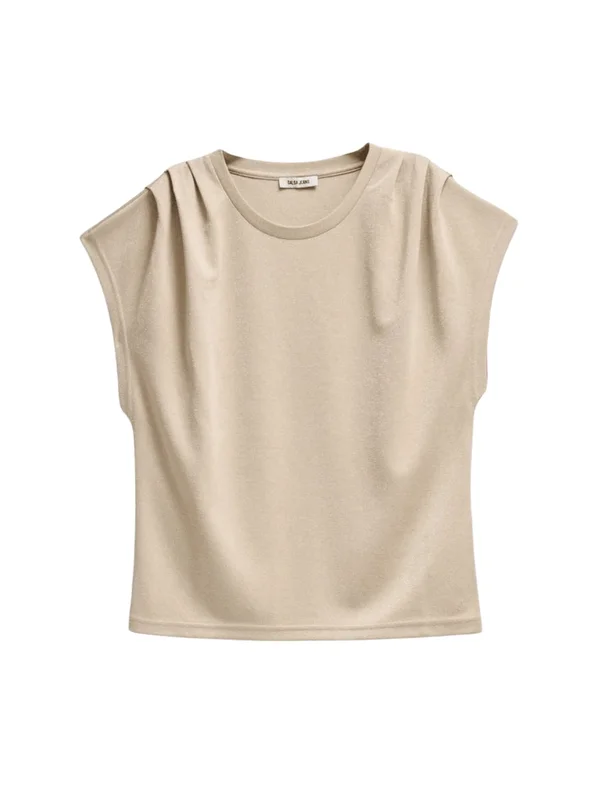 Gold Knit T Shirt With Pleats