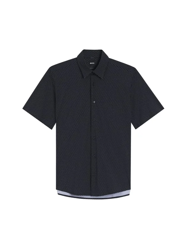 Chemise Regular Fit Manches Courtes Jersey Stretch Performance Col Kent Motif Imprimé