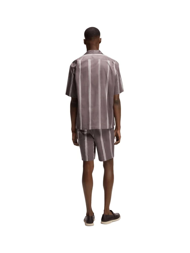 Chemise Col Camp Popeline Rayée