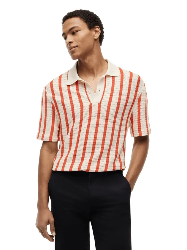 Open Knit Relaxed Fit Polo