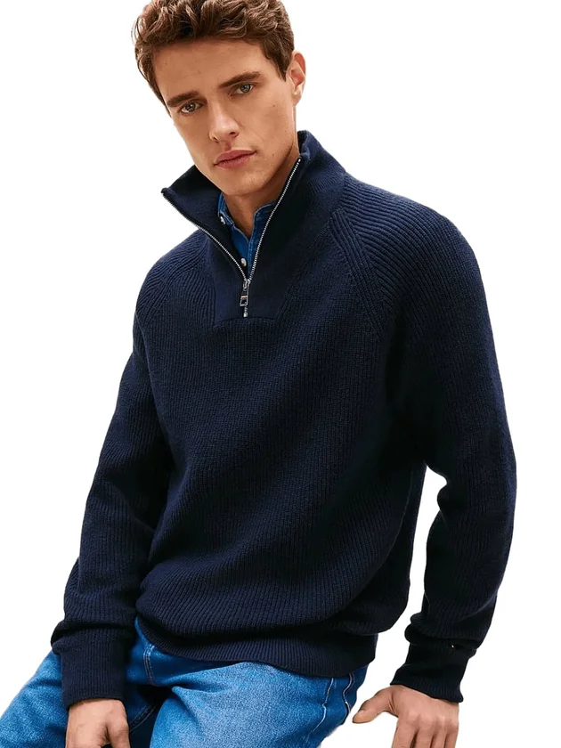 Fisherman Rib Zip Mock