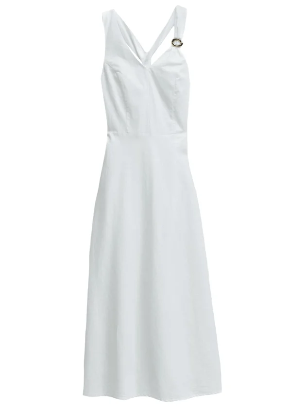 Plain A-Line Dress With Metal Applique