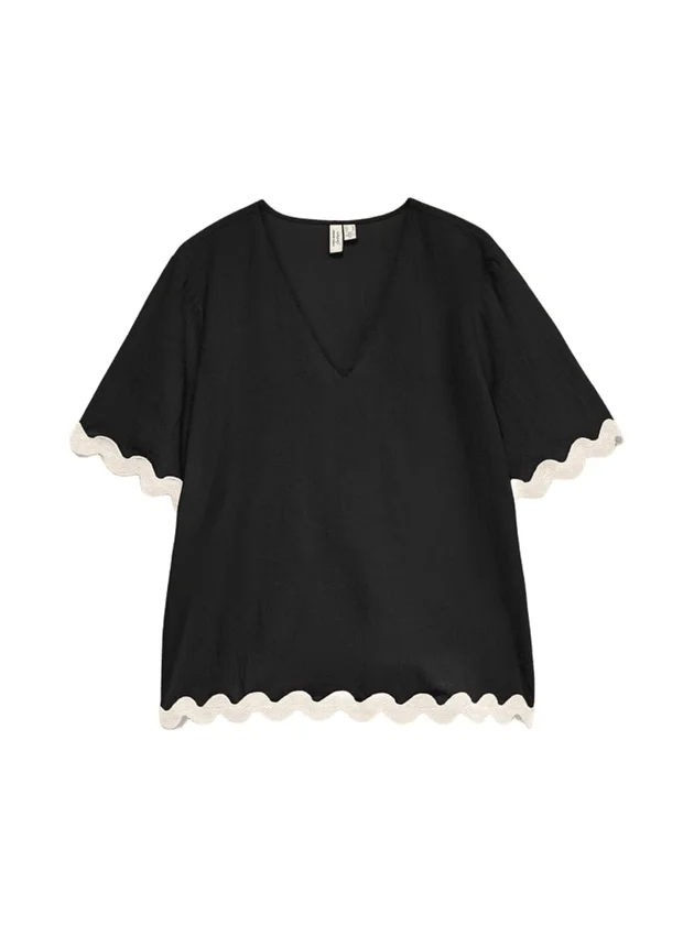 Jenna S S V Neck Top Wvn Btq Ga