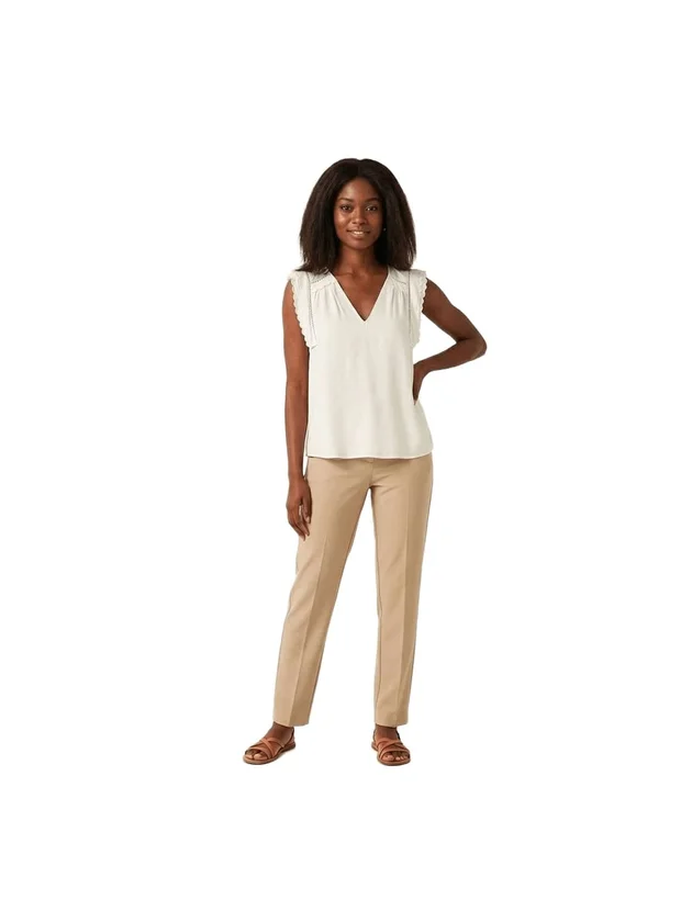 Jenesis S L V Neck Top Wvn Btq
