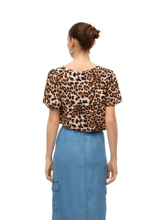 Easy Joy V Neck Ss Blouse Wvn Ga