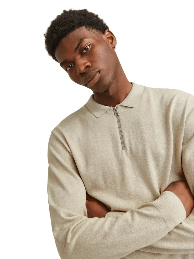 Jjeemil Knit Polo Half Zip LS Noos