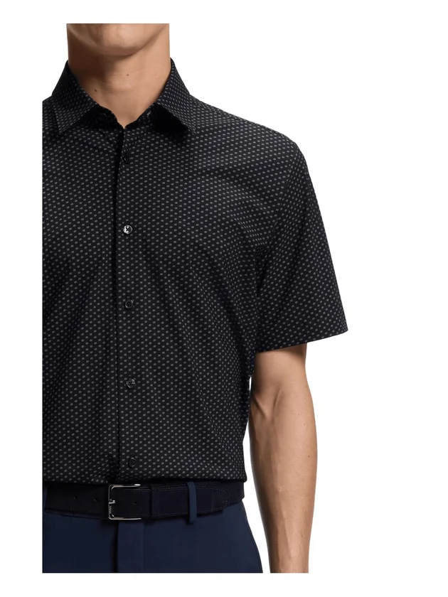 Chemise Regular Fit Manches Courtes Jersey Stretch Performance Col Kent Motif Imprimé