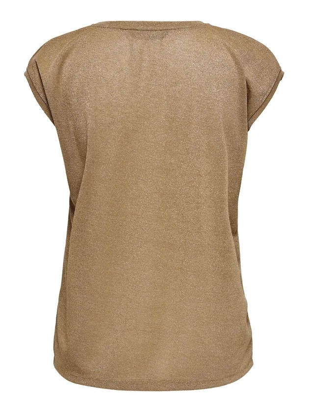 Silvery S S V Neck Lurex Top