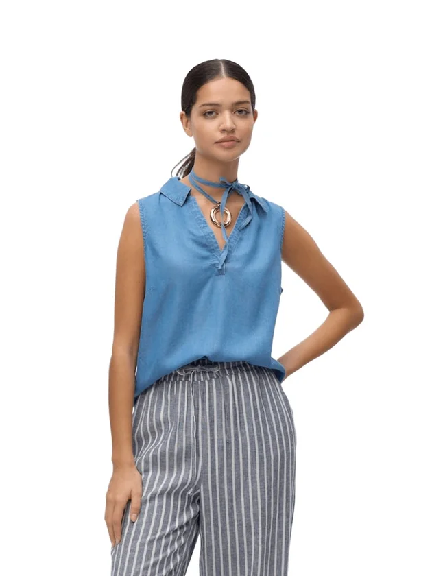 Harper Sl Collar Short Tencel Top