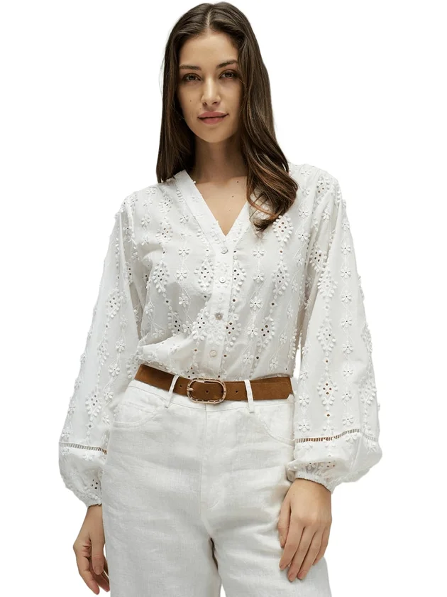 Textured Shirt With Lace Detail