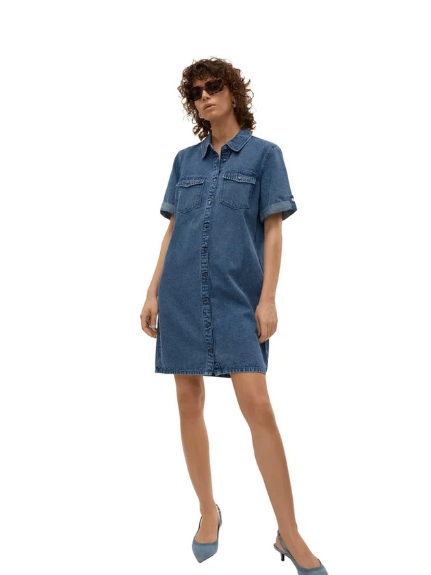 Jennie Ss Short Denim Dress