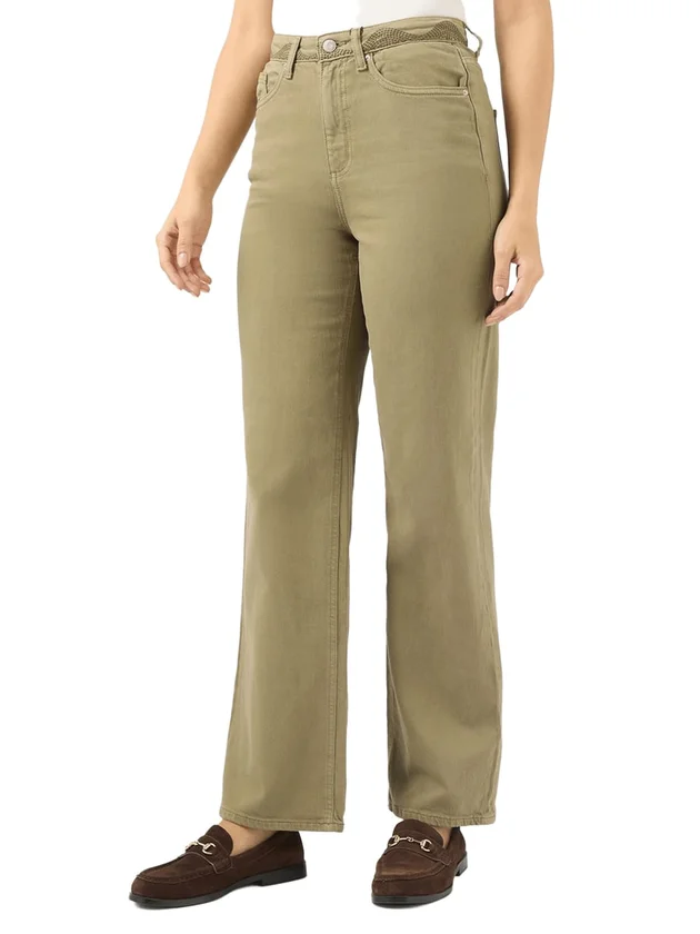 Tessa Hr Wide Colored Emb Jeans