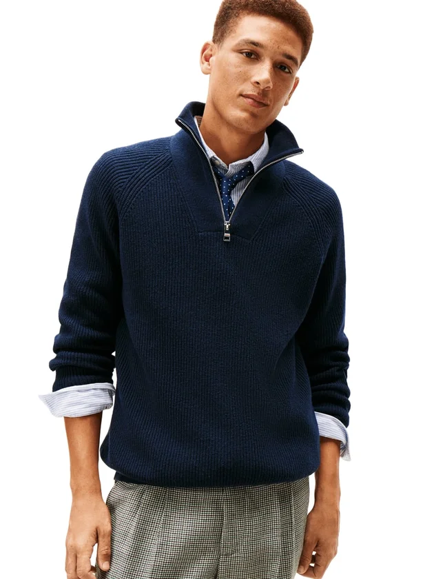 Fisherman Rib Zip Mock