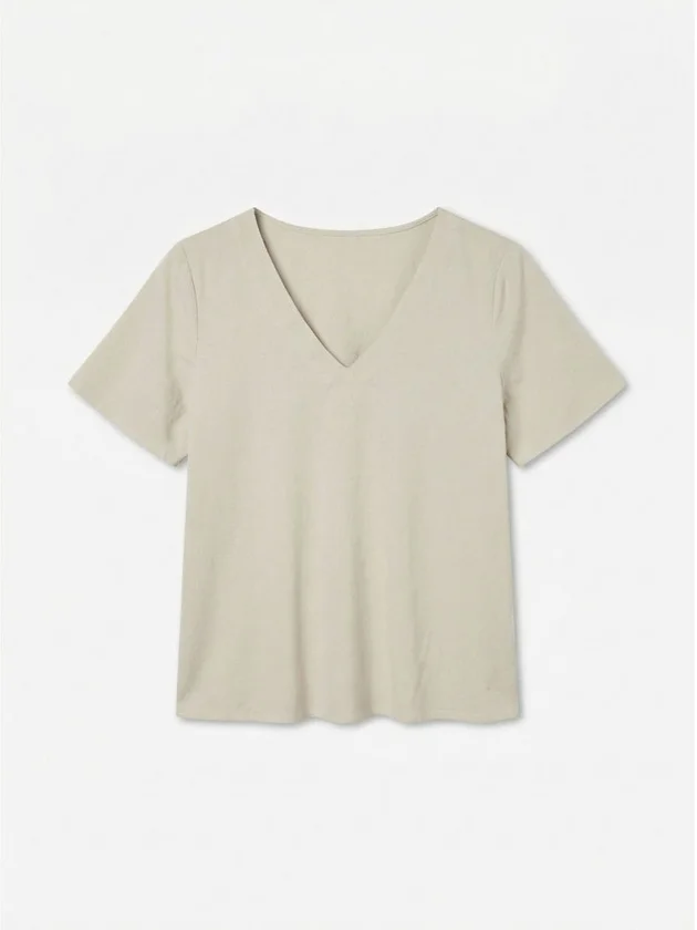 Mymilo S S V Neck Top Wvn Ga