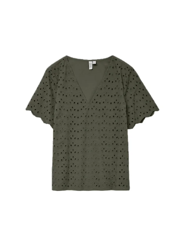 Vmbala S S V Neck Top Wvn Btq