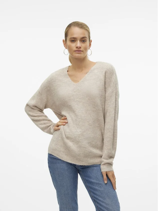 Vmcrewlefile Ls V Neck Blouse Noos