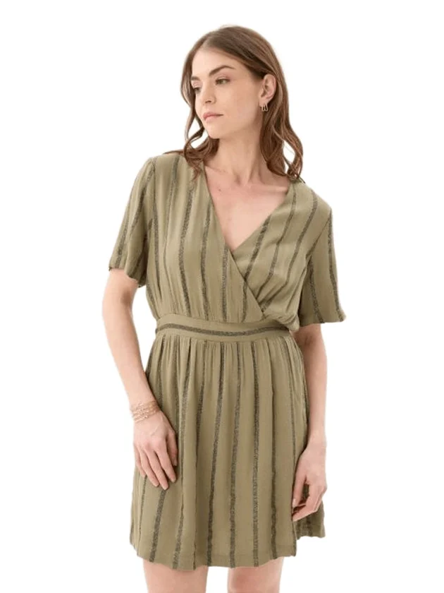Brigitte Ss V Neck Wvn Dress