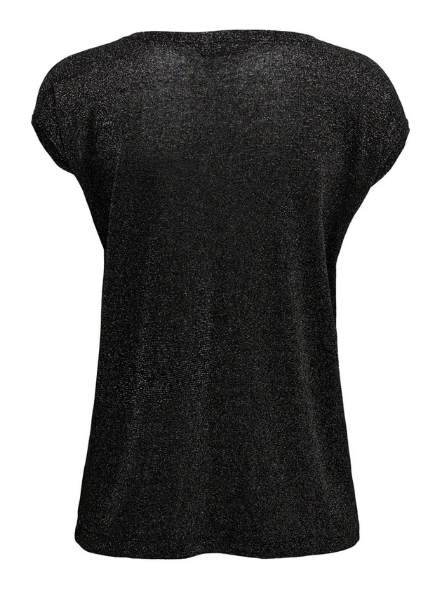 Silvery S S V Neck Lurex Top