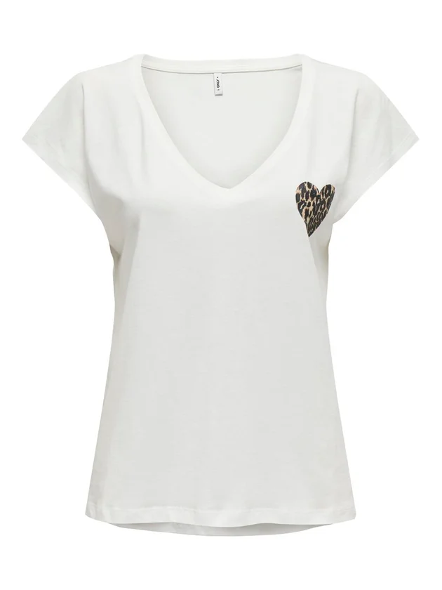 Onlnina Life S S V Neck Heart Top Cs