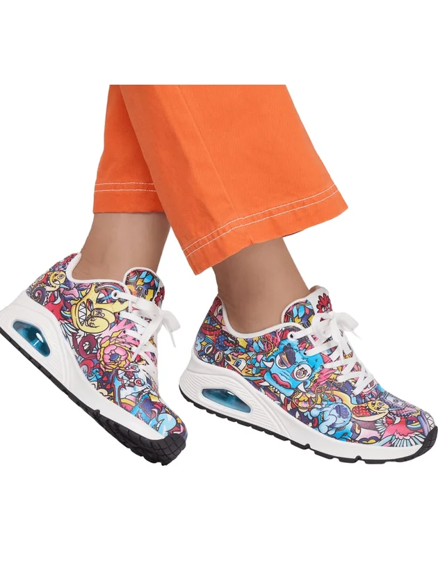 Sneakers femme Skechers Uno Color Doodle stylées et confortables