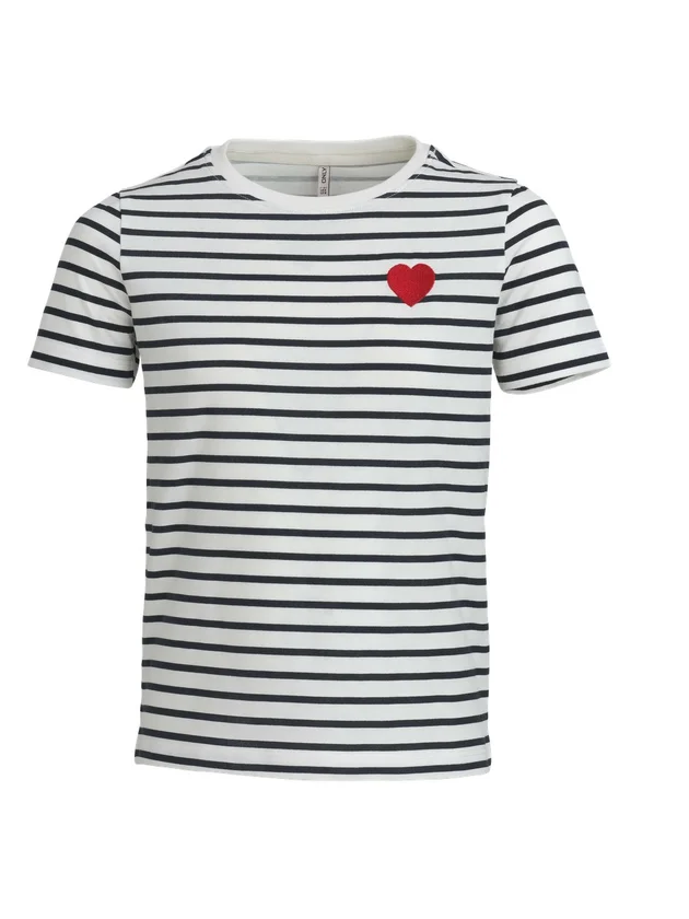 Tee Rayure Coeur Brode
