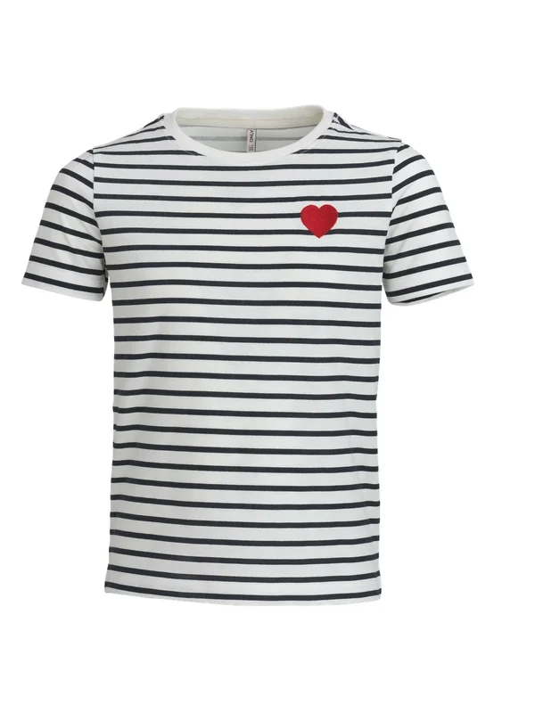 Tee Rayure Coeur Brode