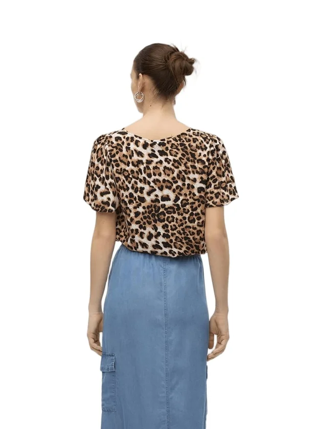 Easy Joy V Neck Ss Blouse Wvn Ga