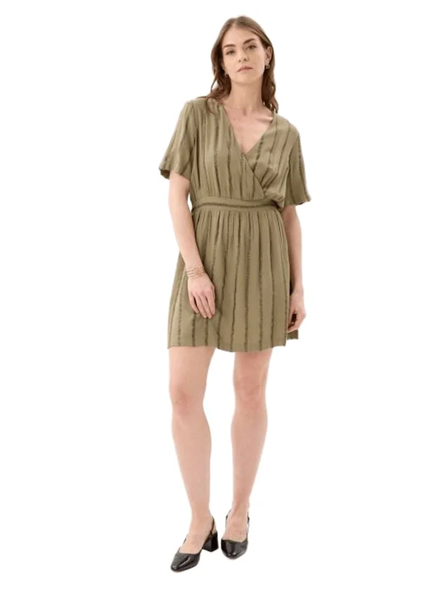 Brigitte Ss V Neck Wvn Dress