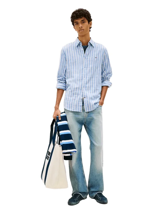 Reg Linen Mx Strp Shirt Ext