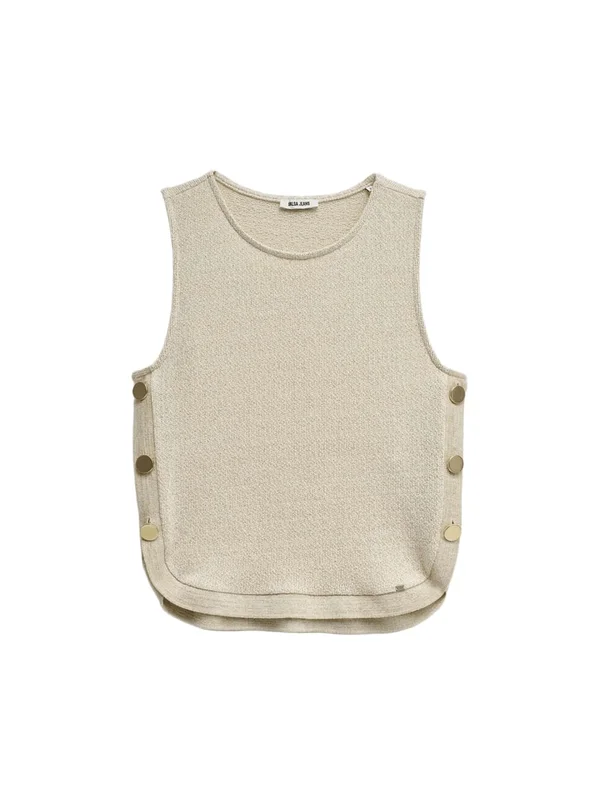 Lurex Knit Top With Buttons