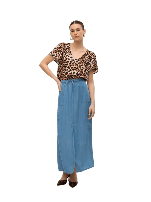 Easy Joy V Neck Ss Blouse Wvn Ga