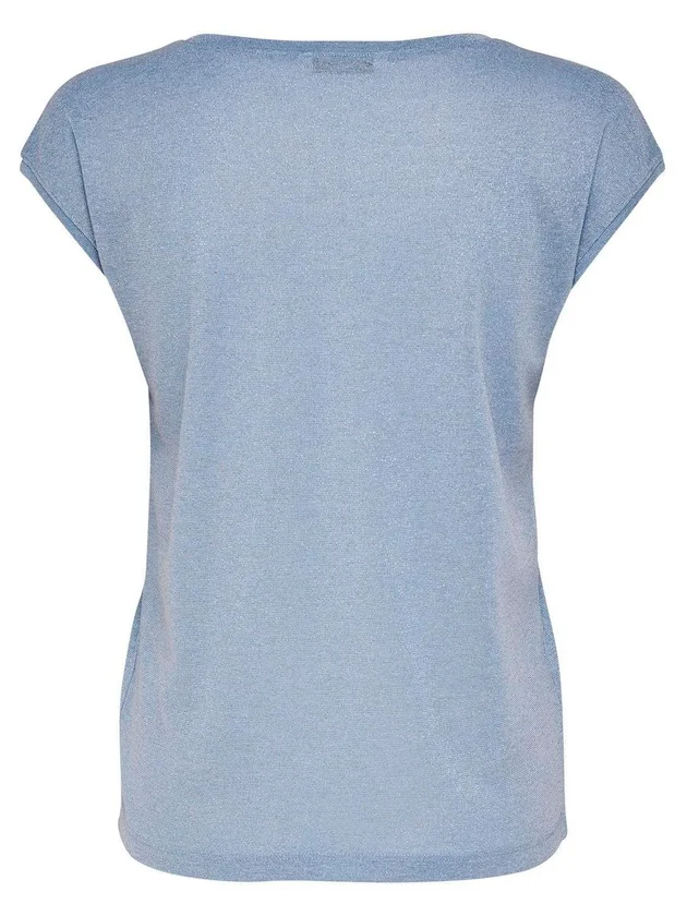 Silvery S S V Neck Lurex Top