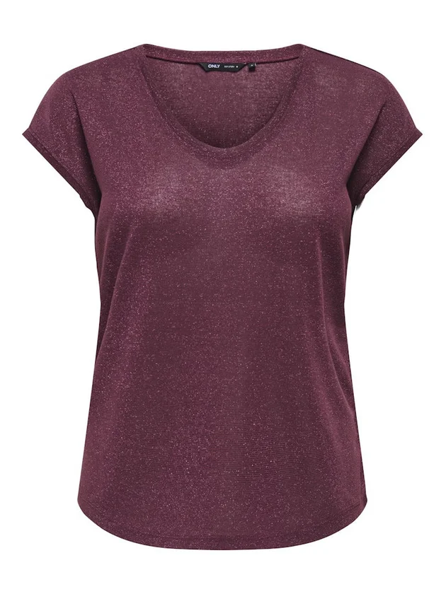 Silvery S S V Neck Lurex Top