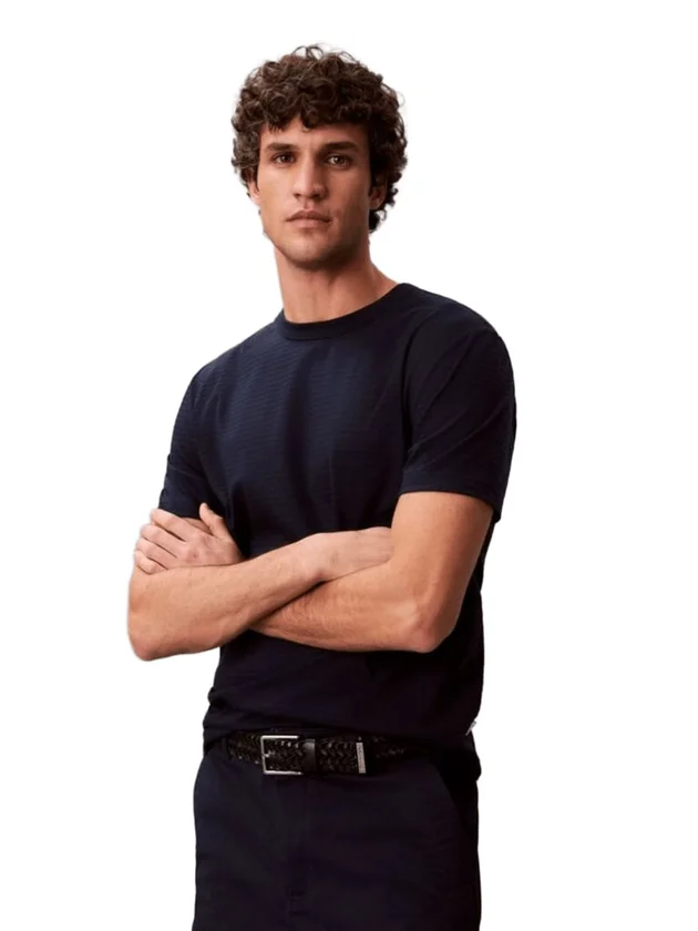 Textured Stripe Crewnk Tee