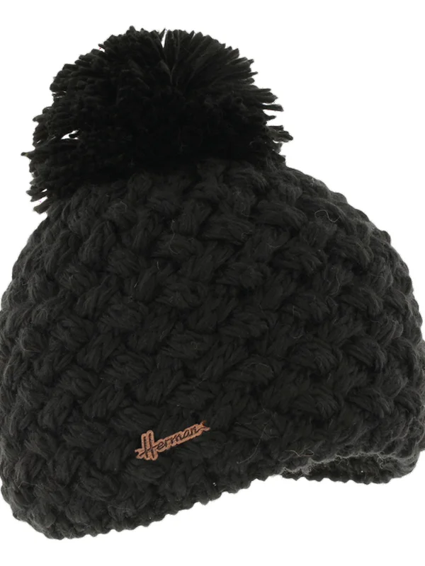 Bonnet Tricot Croisé Uni Pompon
