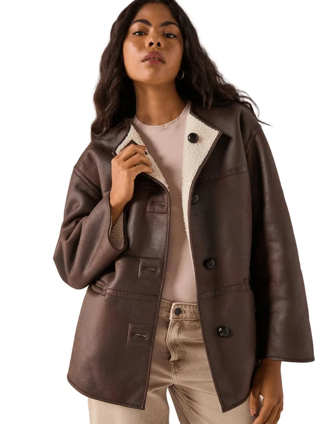 Julie Reversible Teddy Pu Jacket
