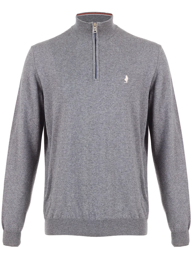 Pull Col Demi-Zip Coton Et Laine