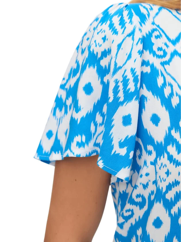 Easy Joy V Neck Ss Blouse Wvn Ga