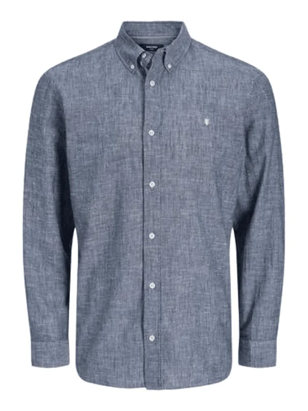 Linen Bl Shield LS Shirt Ln