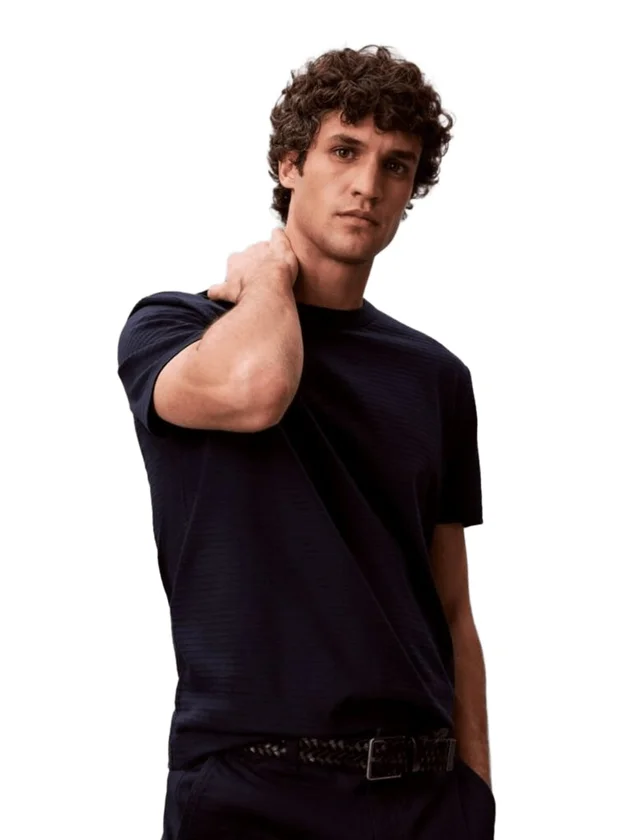 Textured Stripe Crewnk Tee
