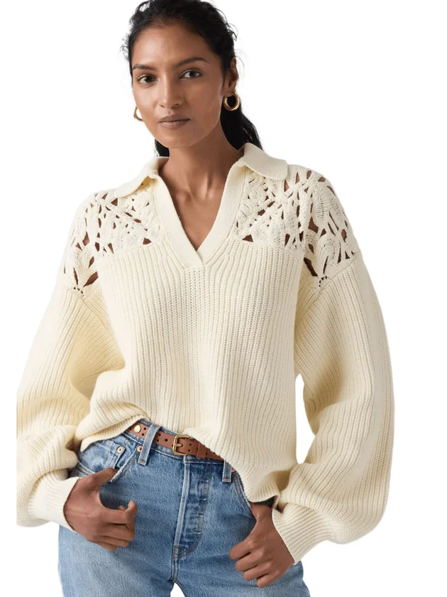 Bianca Crochet Polo Sweater