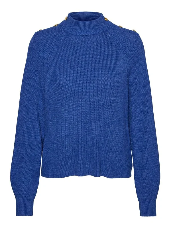 Holly Button LS Highneck Blouse