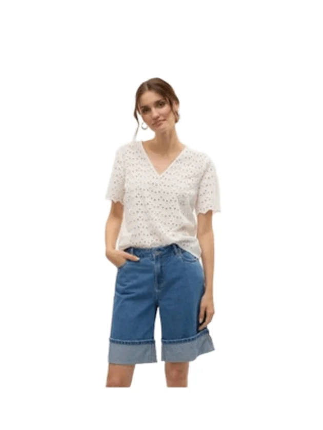 Vmbala S S V Neck Top Wvn Btq