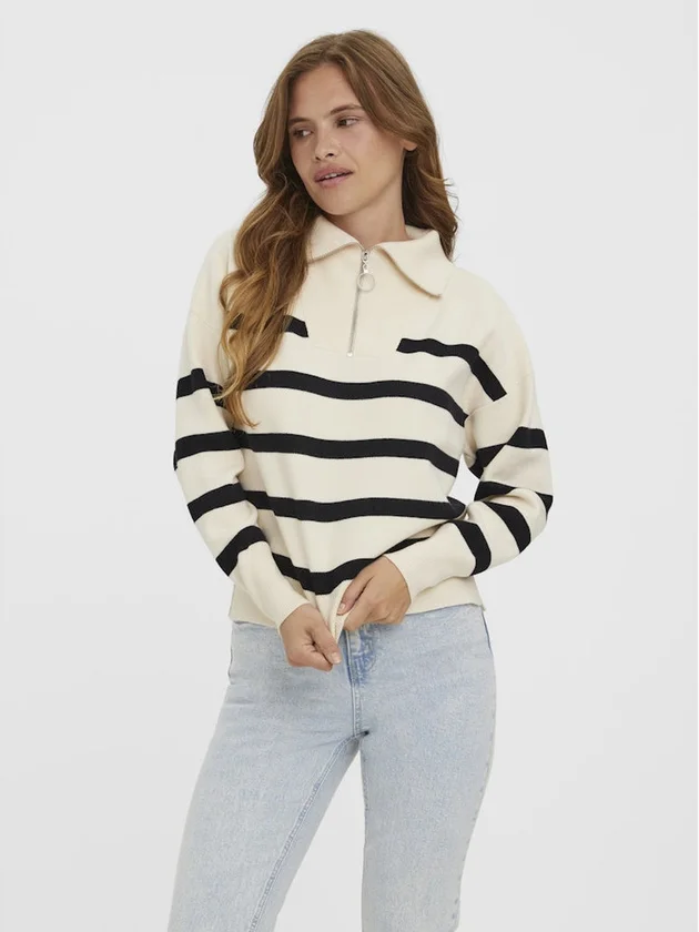 Saba Stripe LS Highneck Blouse
