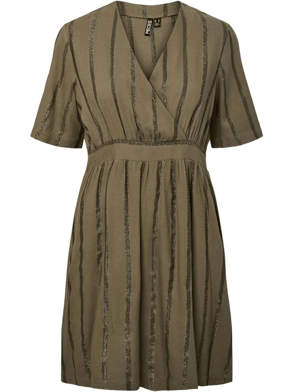 Brigitte Ss V Neck Wvn Dress