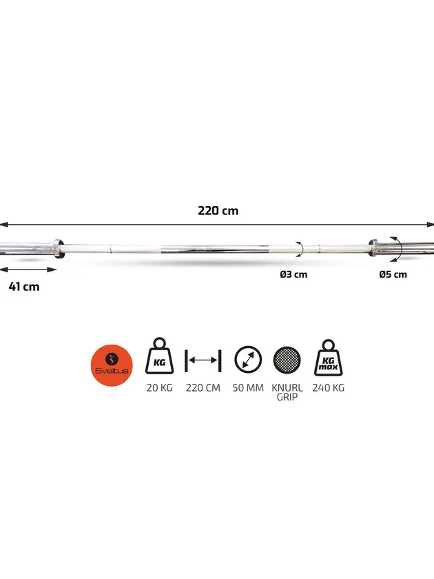 Barre Training 220 Cm + 2 Stop Disques