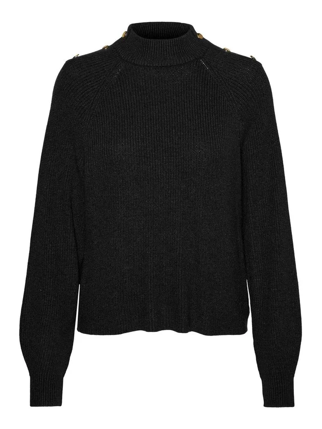 Holly Button LS Highneck Blouse