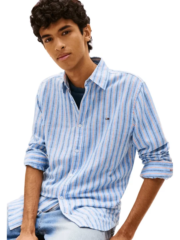 Reg Linen Mx Strp Shirt Ext