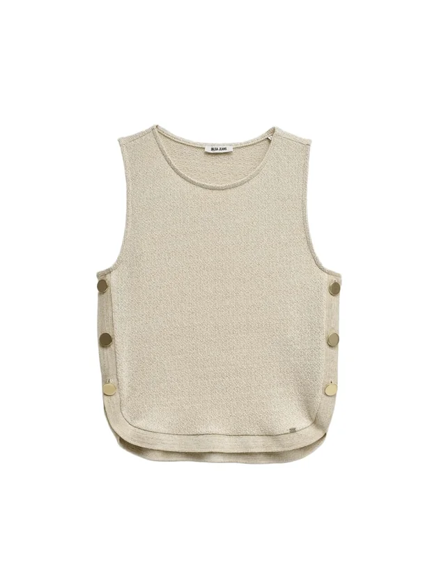 Lurex Knit Top With Buttons